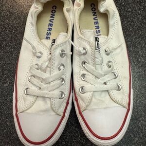 Converse All Stars White Sneakers with Red Trim